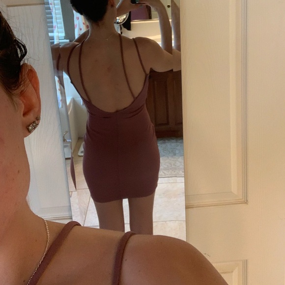 Mauve/Purple Strappy Windsor Bodycon Mini Dress - Picture 5 of 5